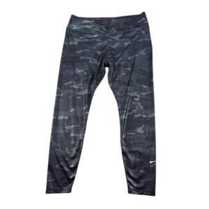 Nike Leggings Dark Gray Camo Shiny High Rise Women's Size XL